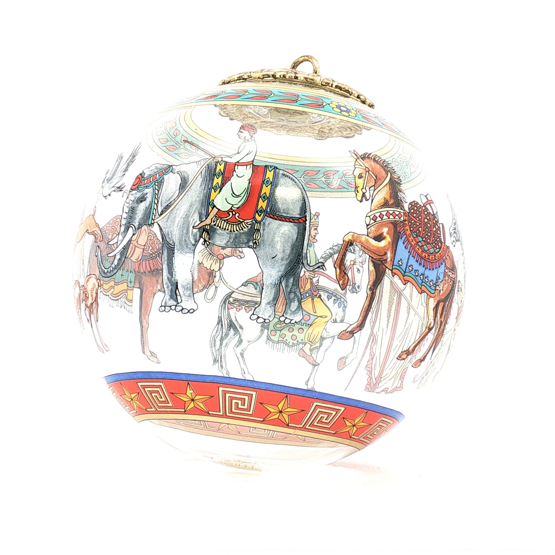 Versace x Rosenthal Cortège de Noël glass Christmas ball ornament, decorative holiday accessory with intricate design.