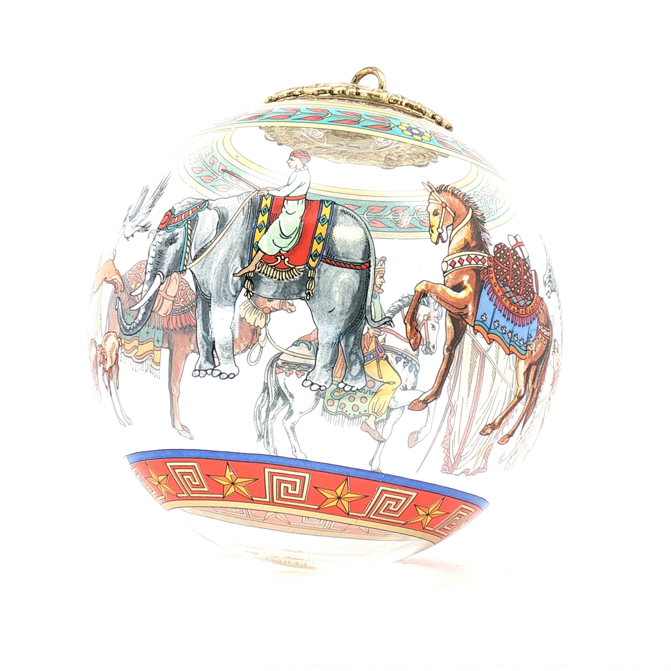 Versace x Rosenthal Cortège de Noël glass Christmas ball ornament, decorative holiday accessory with intricate design.