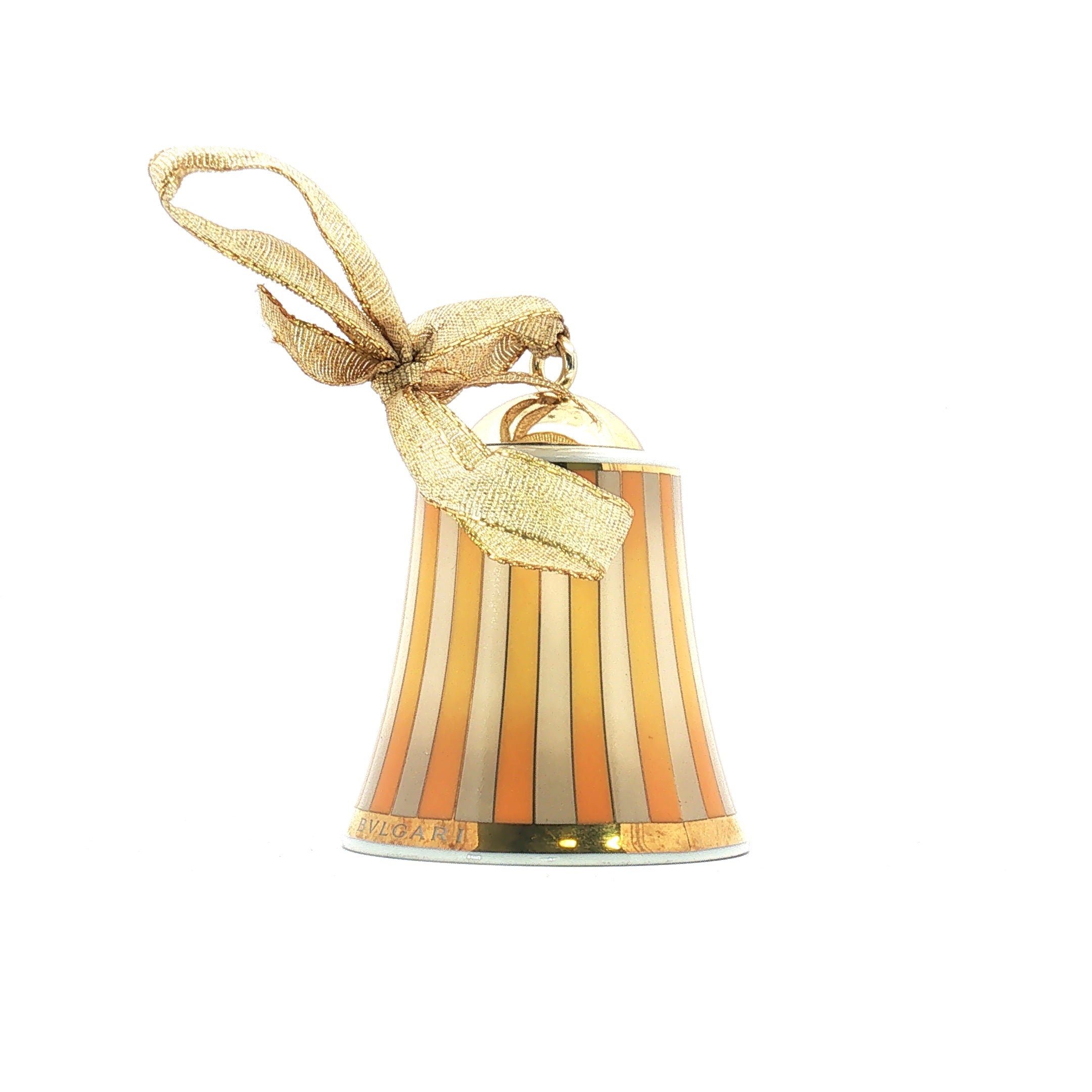Multicolor porcelain Christmas bell ornament from Bvlgari x Rosenthal, showcasing detailed floral and holiday design.