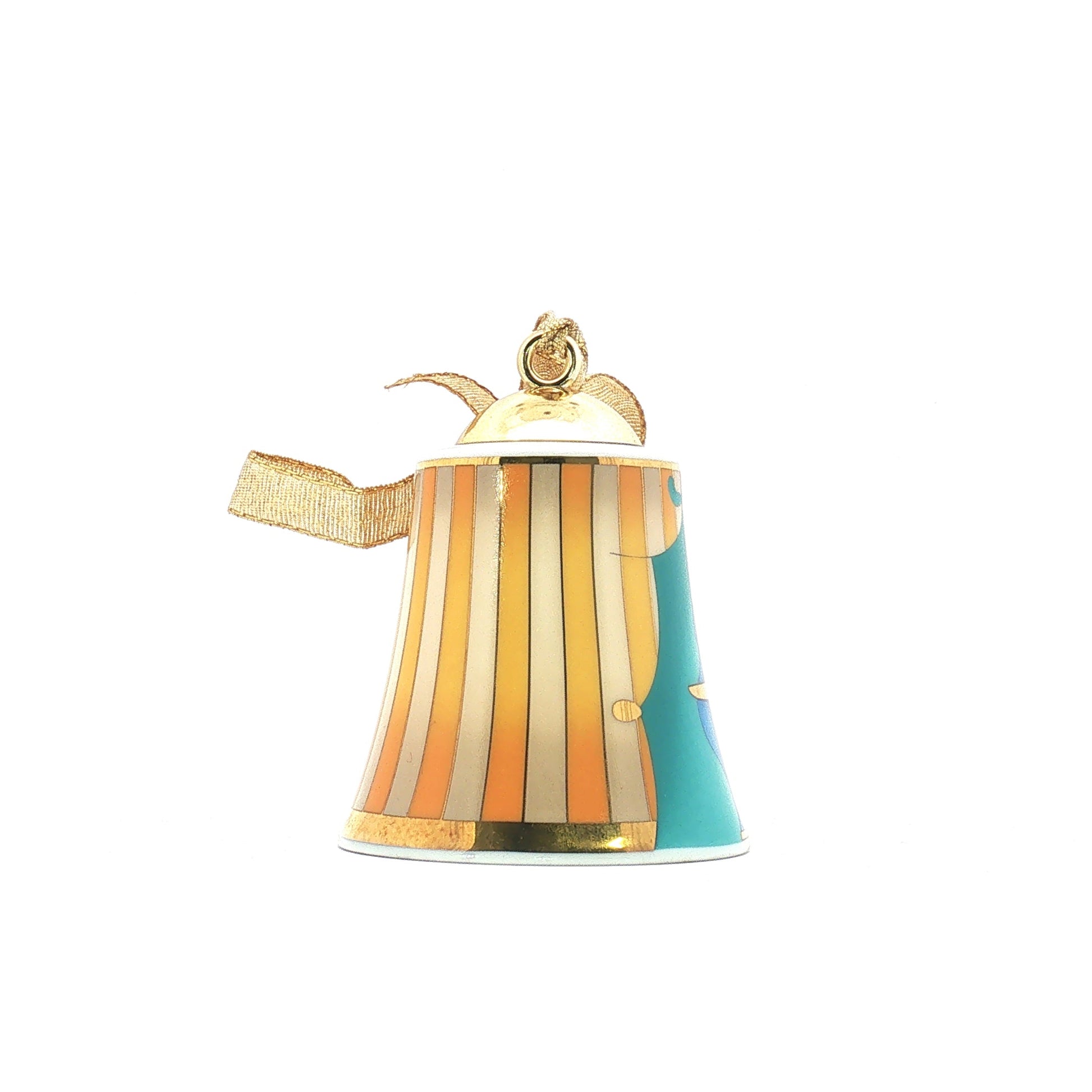 Bvlgari x Rosenthal multicolor porcelain Christmas bell ornament, decorative holiday accessory with intricate design.