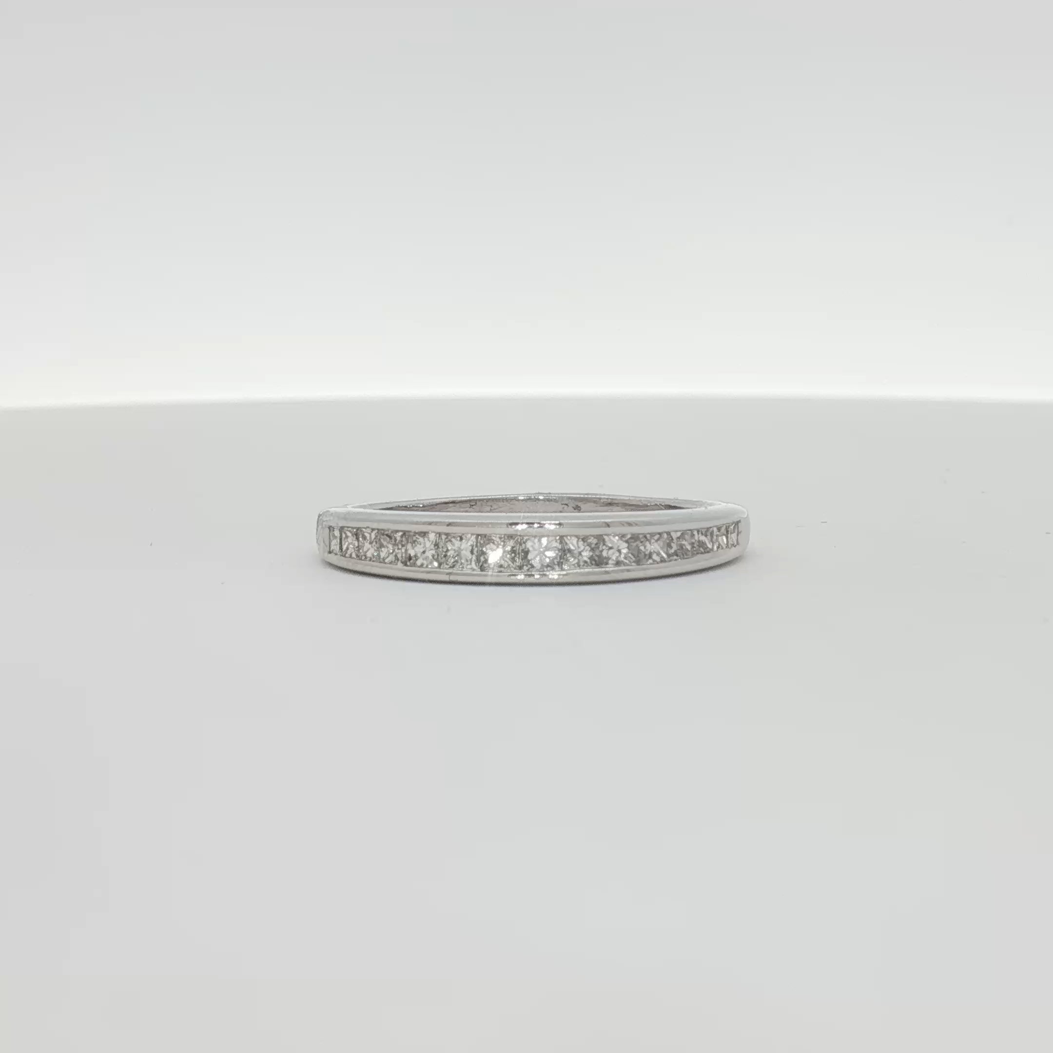 14K white gold diamond wedding band jewelry with sparkling diamonds from Gold & Beyond, showcasing a sleek, elegant design.