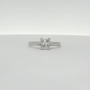 14K white gold diamond solitaire engagement ring with a round center diamond, crafted by Gold & Beyond.