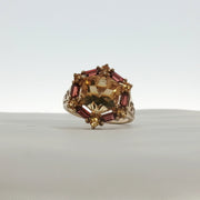 10K yellow gold citrine and accent stone ring featuring a vibrant yellow gemstone and elegant band design.