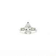 Platinum Pear Diamond Three-Stone Ring from Gold & Beyond featuring three sparkling pear-shaped diamonds set in elegant jewelry style.