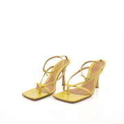Gold & Beyond yellow strap sandals by Bottega Veneta featuring sleek design and stylish open-toe style.