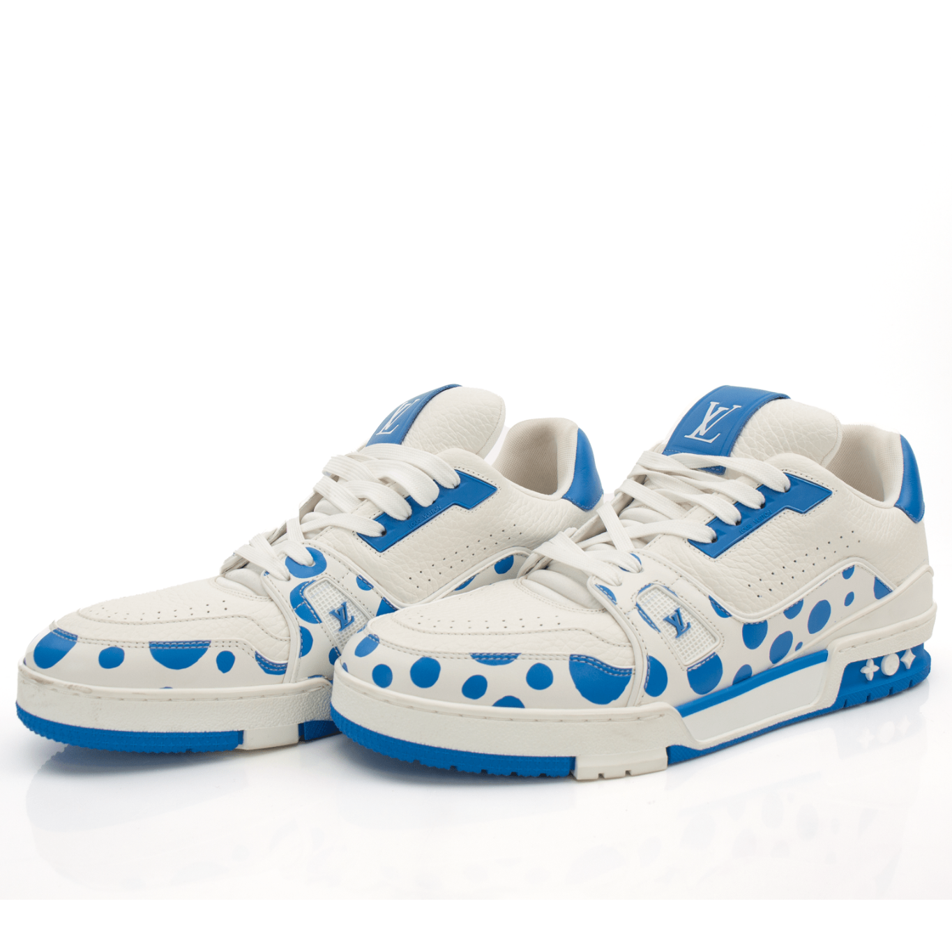 Louis Vuitton x Yayoi Kusama designer trainers with vibrant polka dot patterns, featuring comfortable sneaker design, by Gold & Beyond.