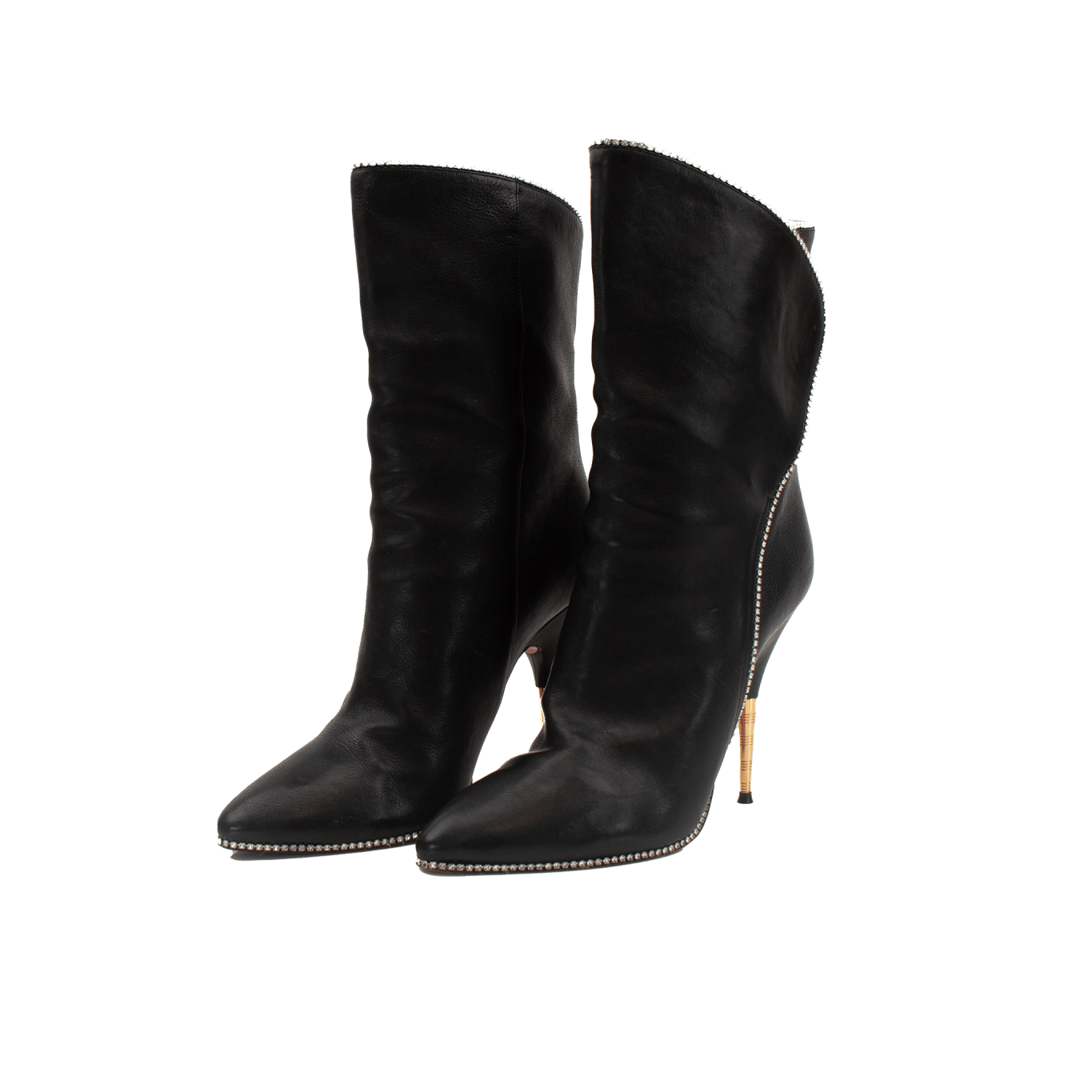 Gold & Beyond Gucci Fosca heels featuring sleek pointed toes and stiletto heels, stylishly displayed on a neutral background.