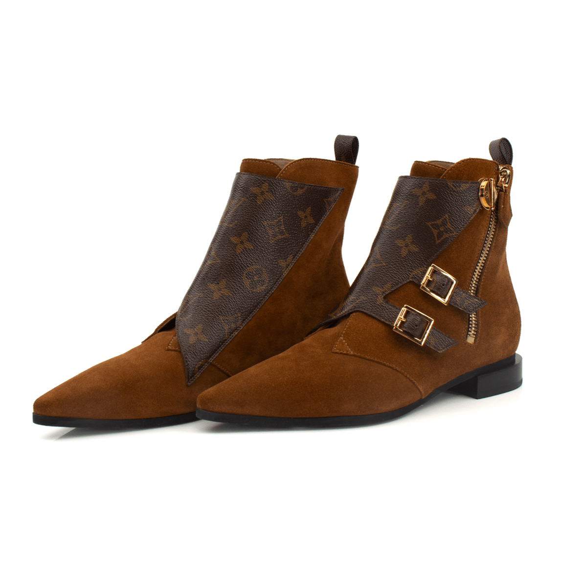 Gold & Beyond Louis Vuitton Jumble Boots, stylish leather shoes with intricate design, showcased on a plain background.