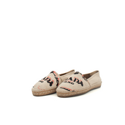 Prada Canvas Espadrilles by Gold & Beyond featuring beige canvas fabric and traditional espadrille rubber sole.