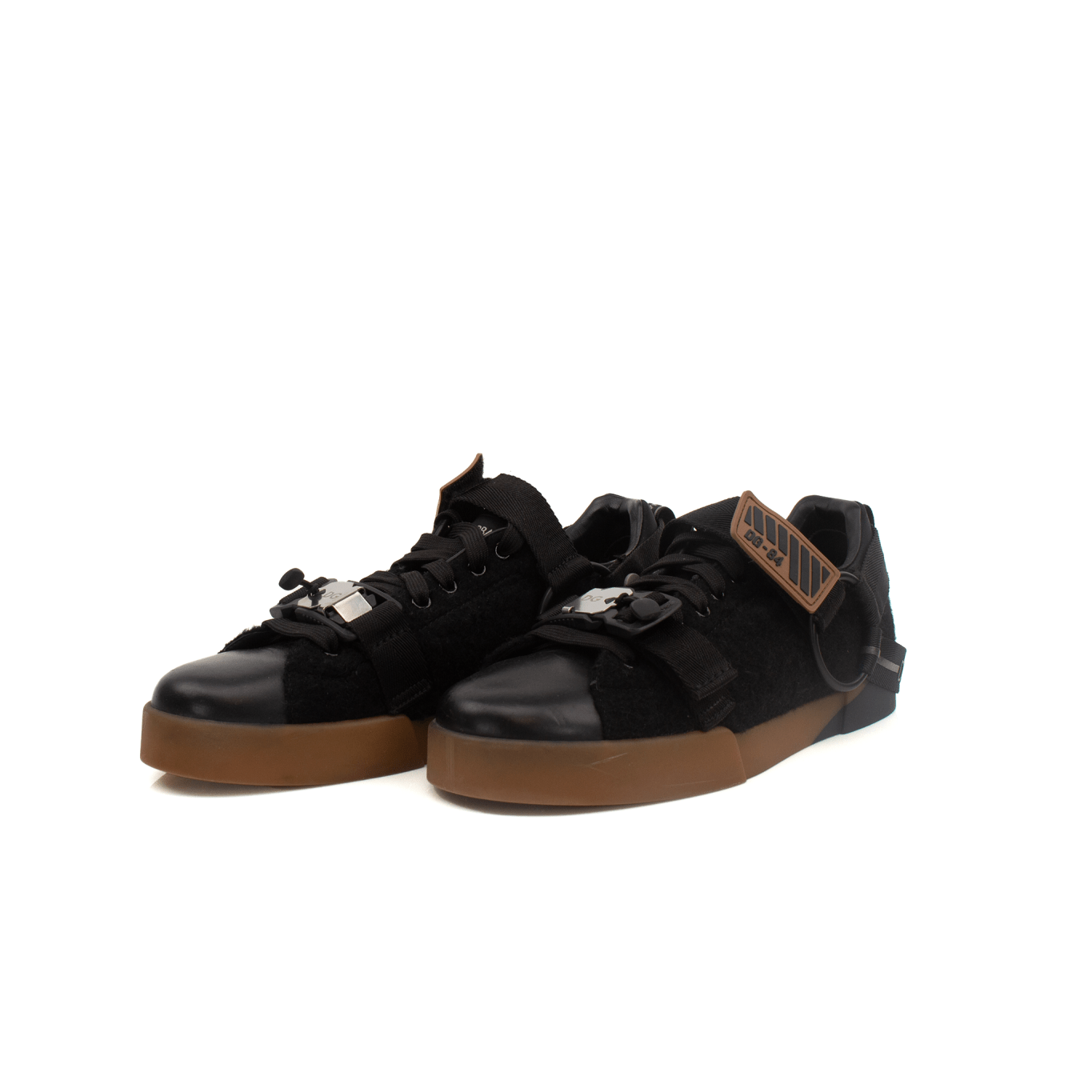 Dolce & Gabbana sneakers by Gold & Beyond, stylish shoes with bold design and intricate details, shown from side angle.
