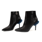 Black leather ankle boots from Fendi featuring sleek design and sturdy heels, displayed by Gold & Beyond.
