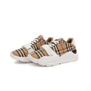 Gold & Beyond Burberry Check Trainers, stylish shoes with iconic check pattern, casual sneaker design, perfect for everyday wear