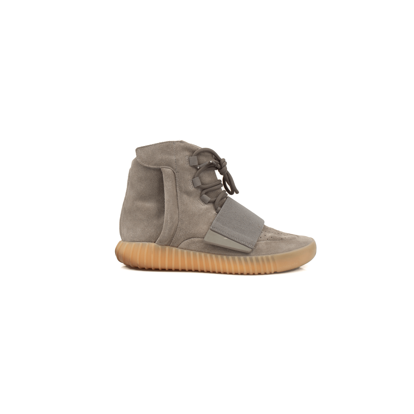 Adidas Yeezy Boost shoes in a stylish design with a sleek silhouette, featuring neutral tones and textured soles.