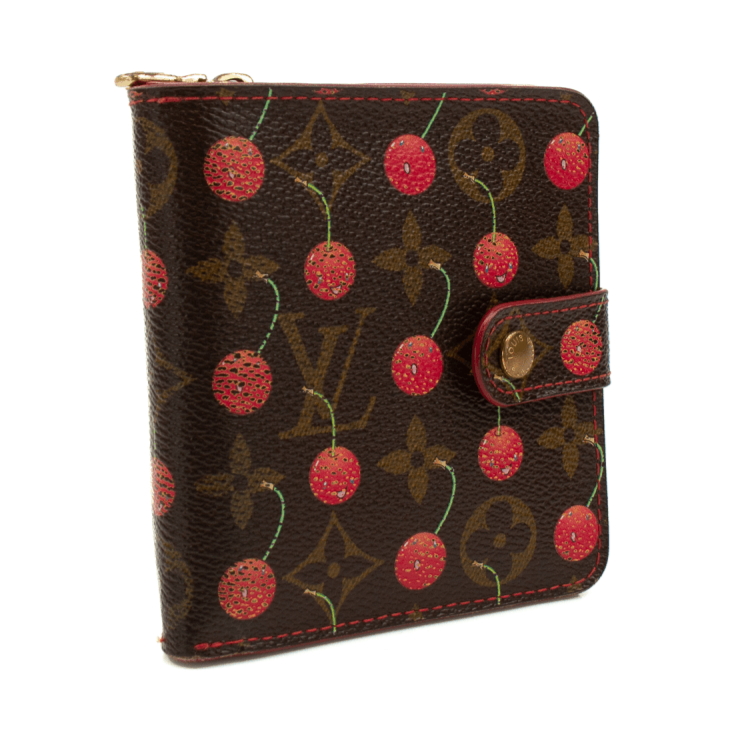 Louis Vuitton Cherry Cerise Zippy Wallet with zipper closure and compact design, featuring the iconic luxury brand logo.