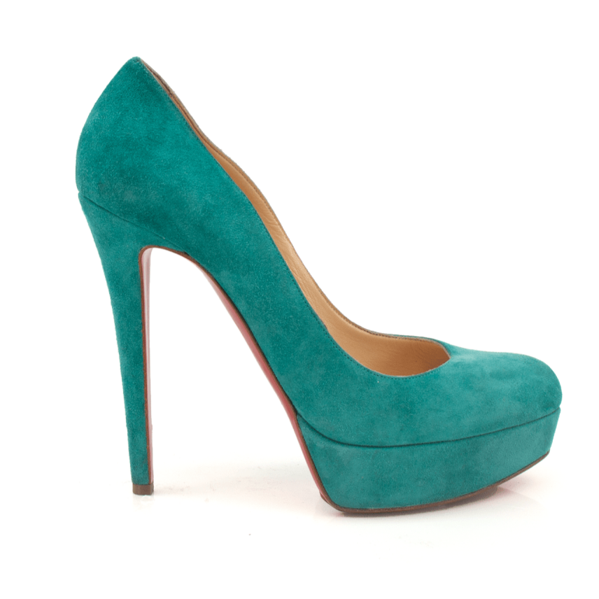 Gold & Beyond turquoise heels featuring elegant stiletto design and glossy finish, perfect for stylish occasions.