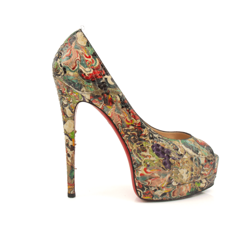 Christian Louboutin Palais Pumps in multicolor with signature red soles, featuring elegant pointed toes and stylish design.