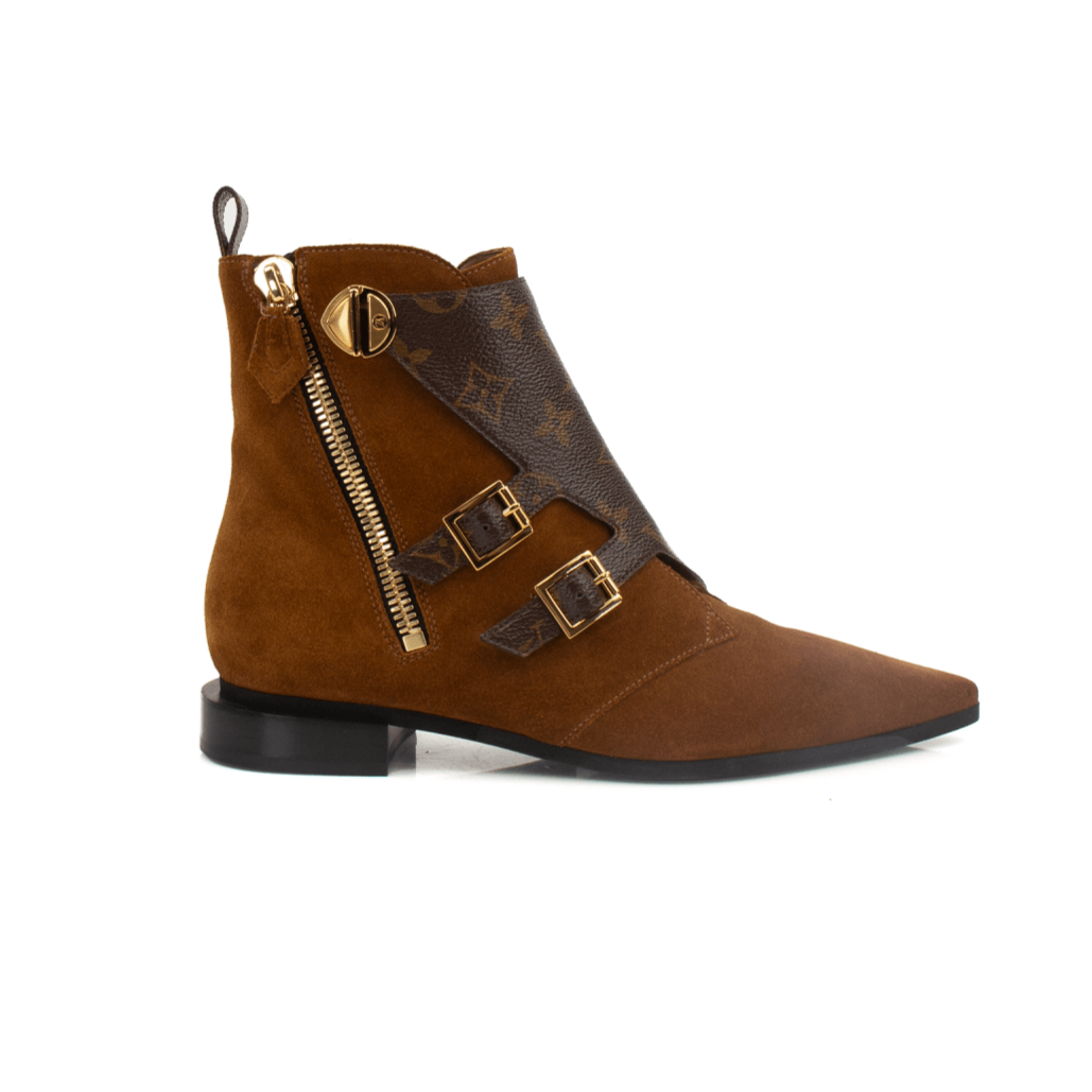 Gold & Beyond Louis Vuitton Jumble Boots, stylish shoes with a distinctive design, displayed on a plain background.