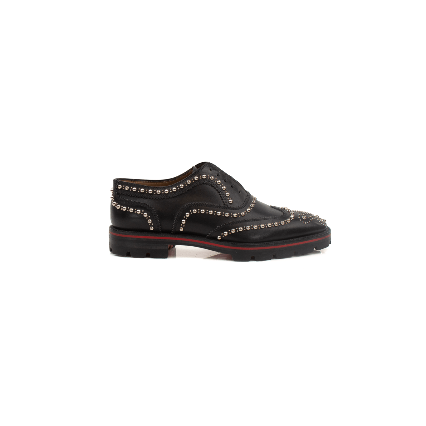 Christian Louboutin Charlie studded Oxford shoes with black leather and metal stud details, stylish men's footwear by Gold & Beyond
