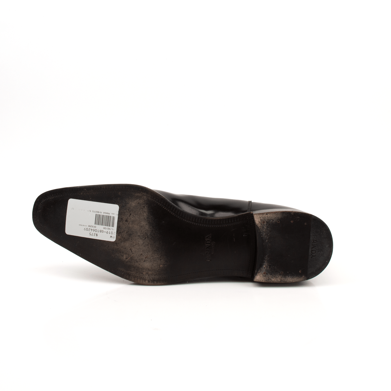 Gold & Beyond Prada men's Chelsea boots, stylish leather shoes with elastic side panels and sleek design.