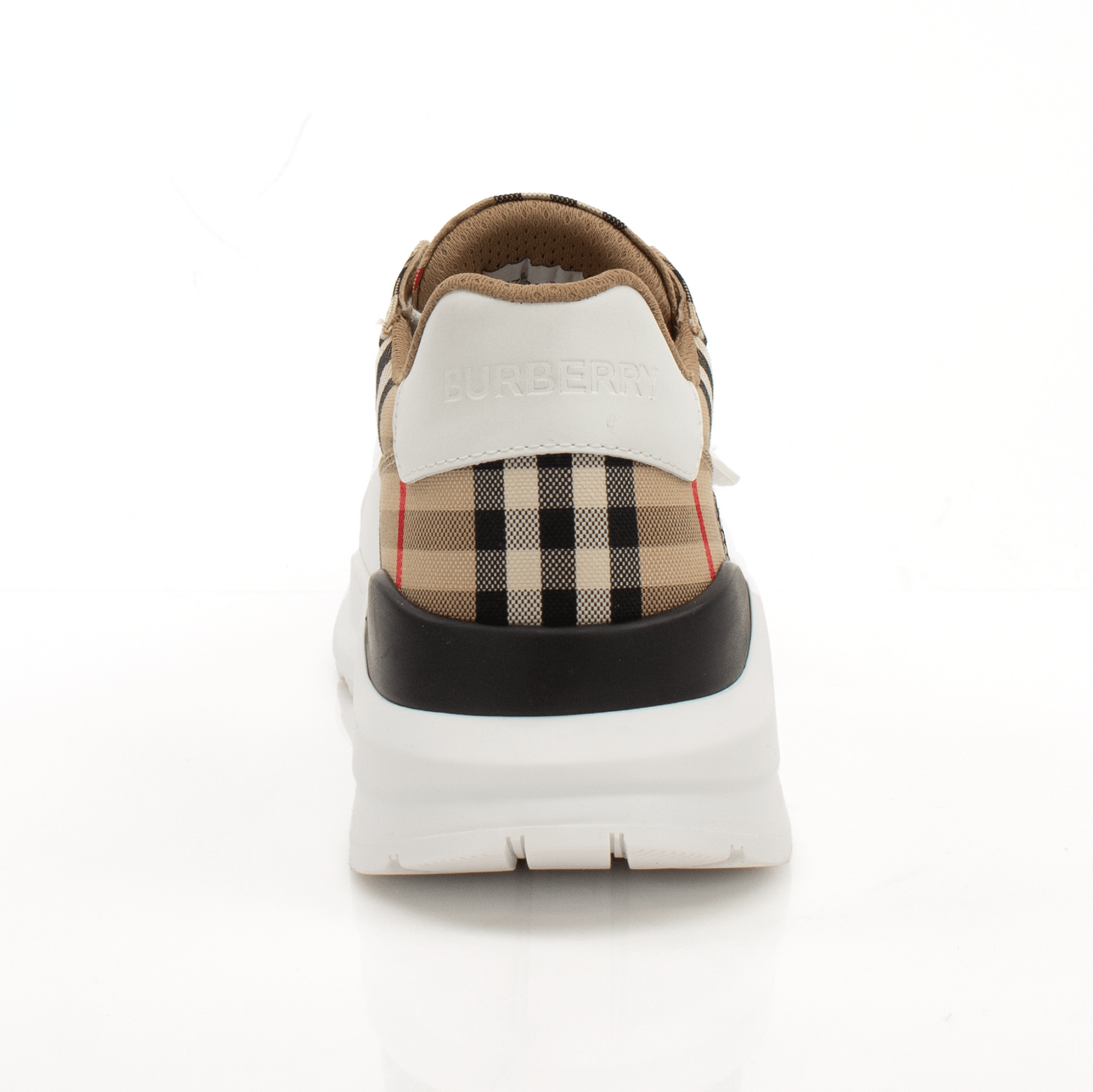 Gold & Beyond Burberry Check Trainers, stylish casual shoes with iconic check pattern and comfortable sneaker design.