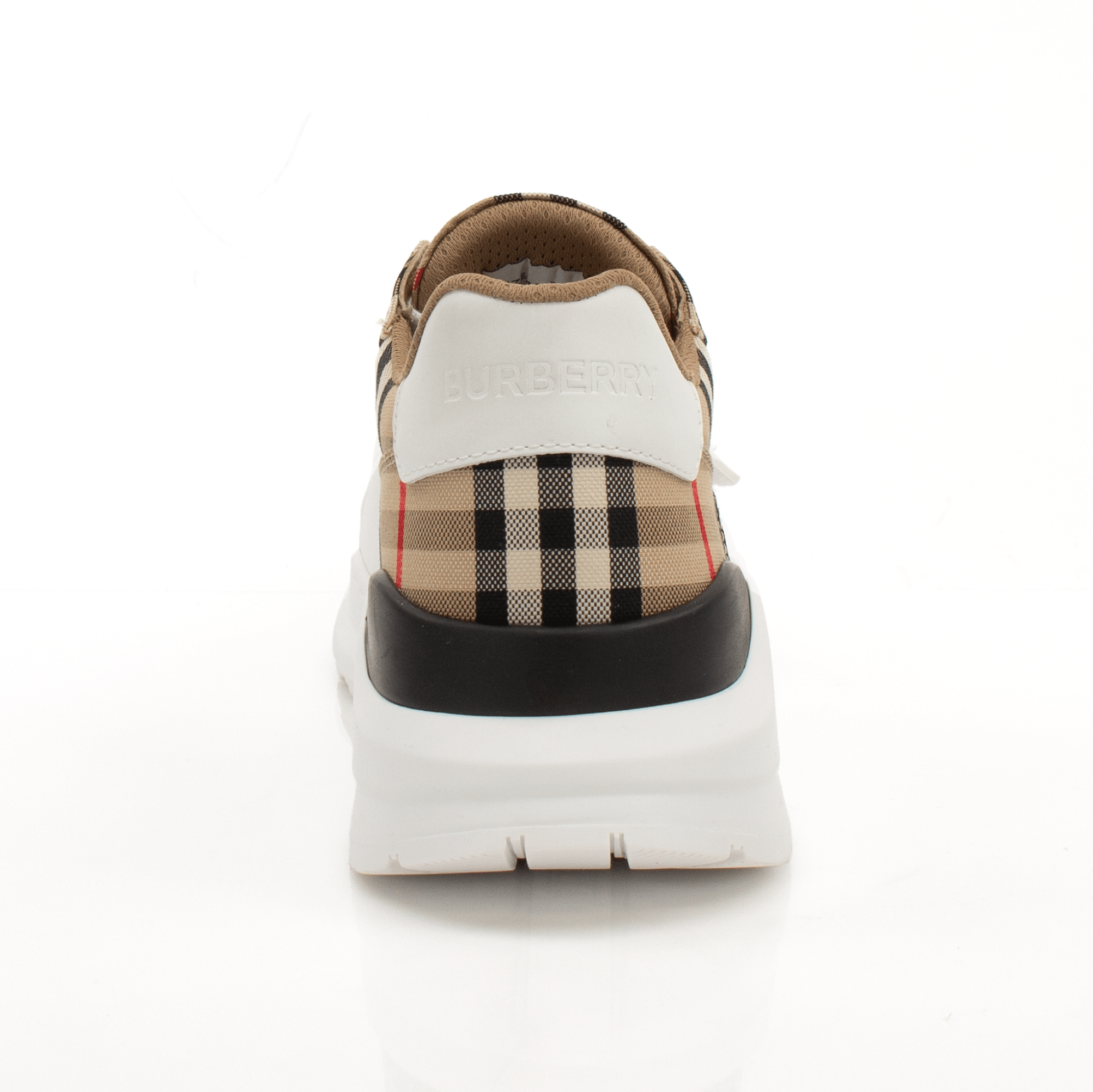 Gold & Beyond Burberry Check Trainers, stylish casual shoes with iconic check pattern and comfortable sneaker design.