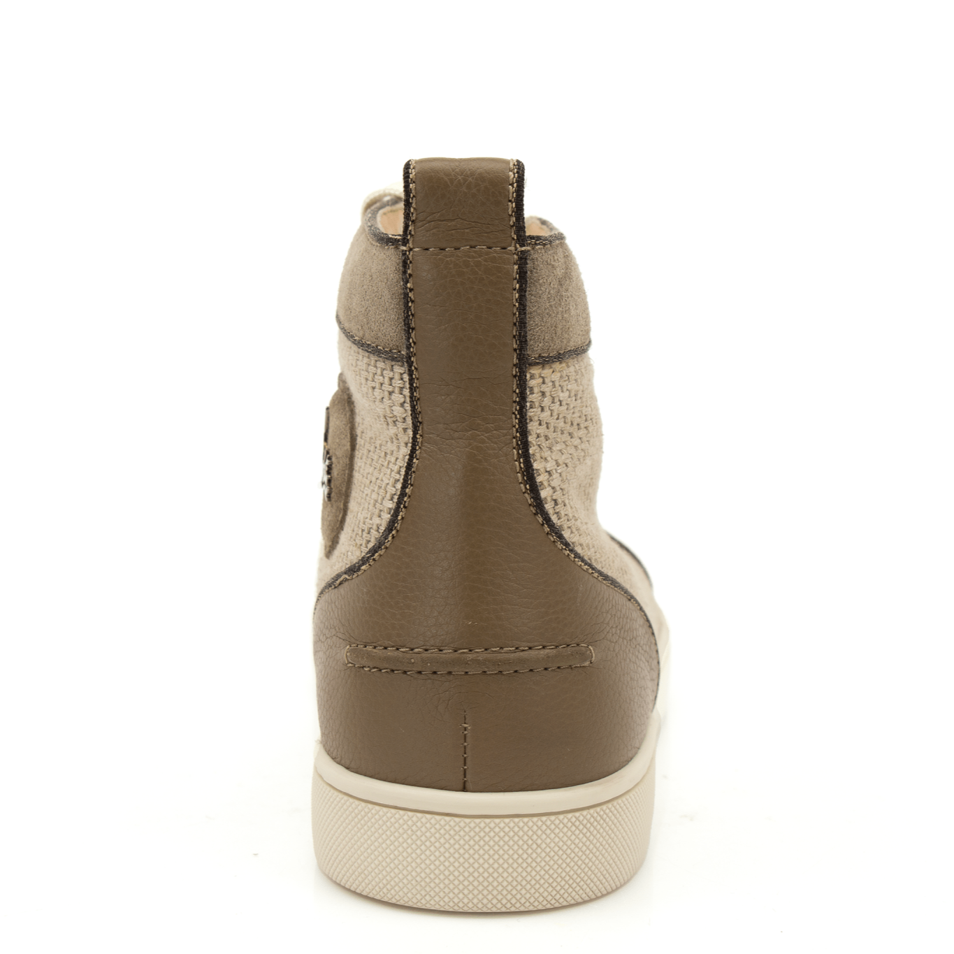 Christian Louboutin high top sneakers in black with signature red soles, featuring stylish design and branding details.