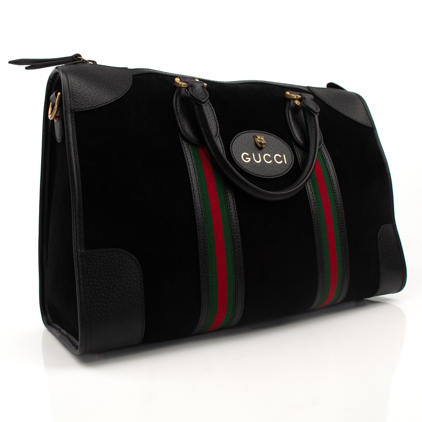 Gucci GG Supreme travel bag featuring a classic monogram pattern and sleek design by Gold & Beyond.