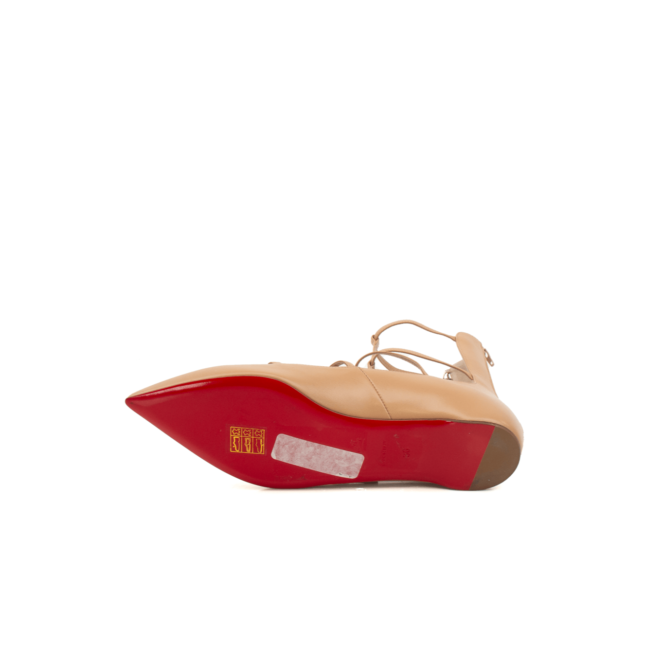 Christian Louboutin Cora Cage Flats in black leather with intricate cage design and pointed toe.