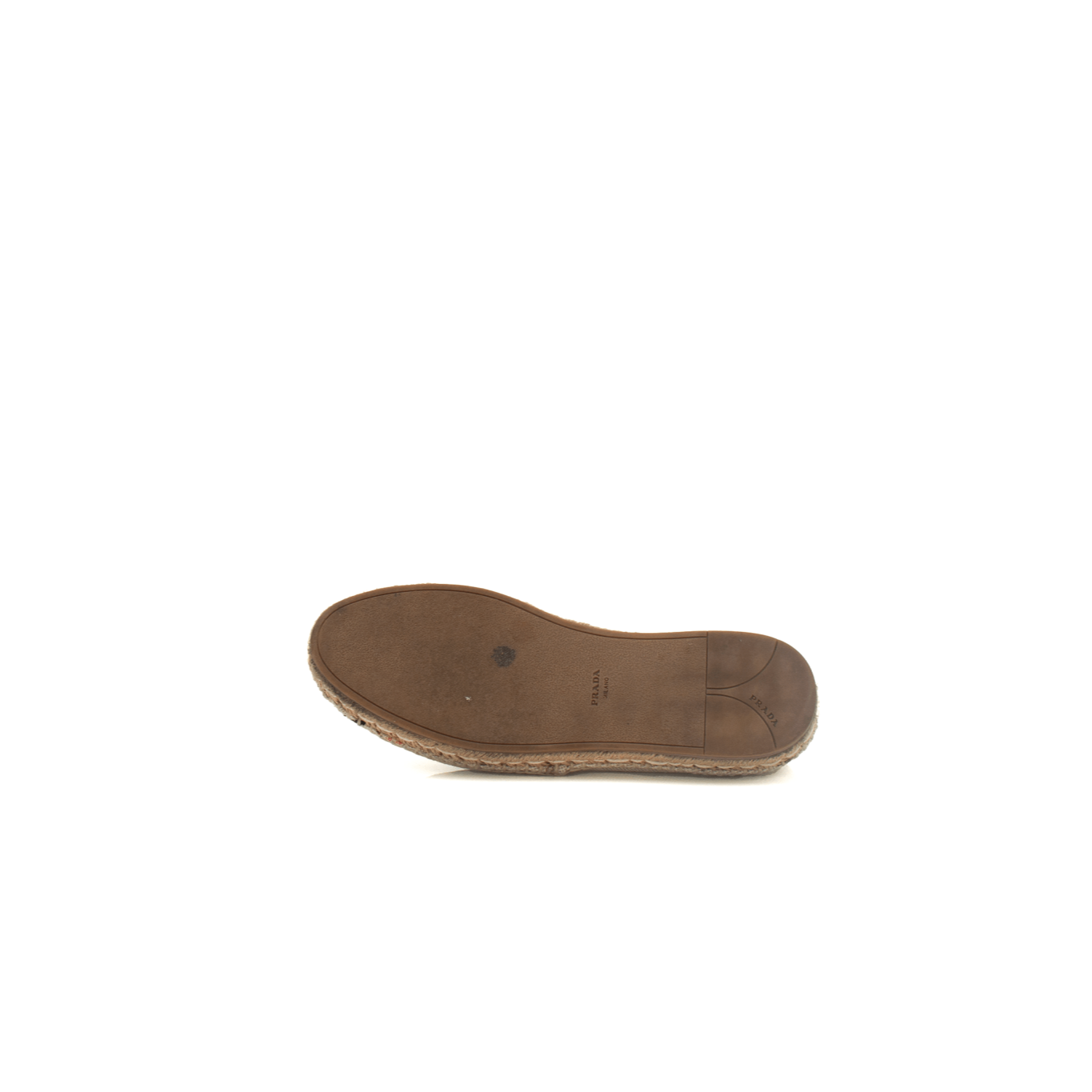 Gold & Beyond Prada Canvas Espadrilles shoes with woven canvas upper and rubber sole, stylish casual footwear for women.