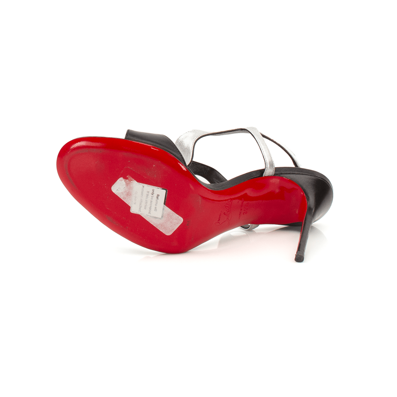 Christian Louboutin sandal pumps with high heels, featuring elegant design and signature red soles, by Gold & Beyond.