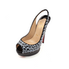 Christian Louboutin Deja Vu 150 platform pumps in black leather with a sleek stiletto heel and rounded toe design.