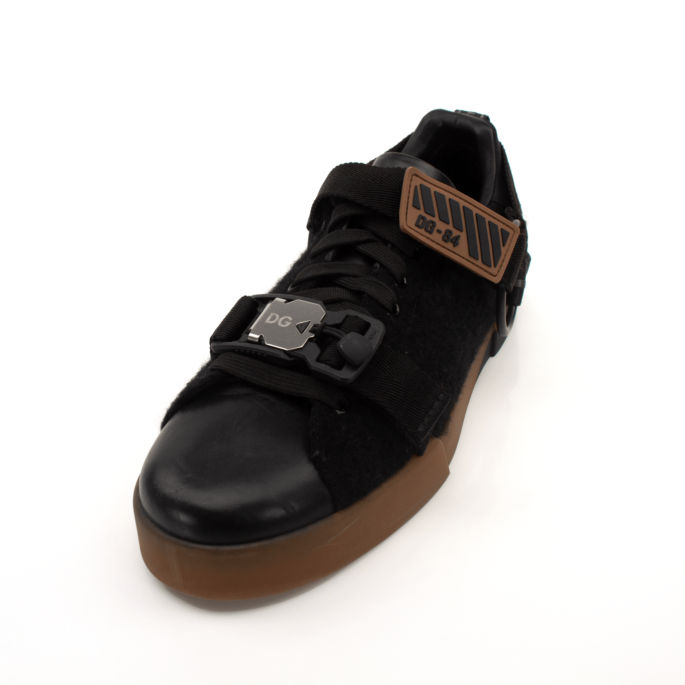 Gold & Beyond Dolce & Gabbana sneakers, stylish shoes with designer branding and intricate detailing, displayed on a white background.