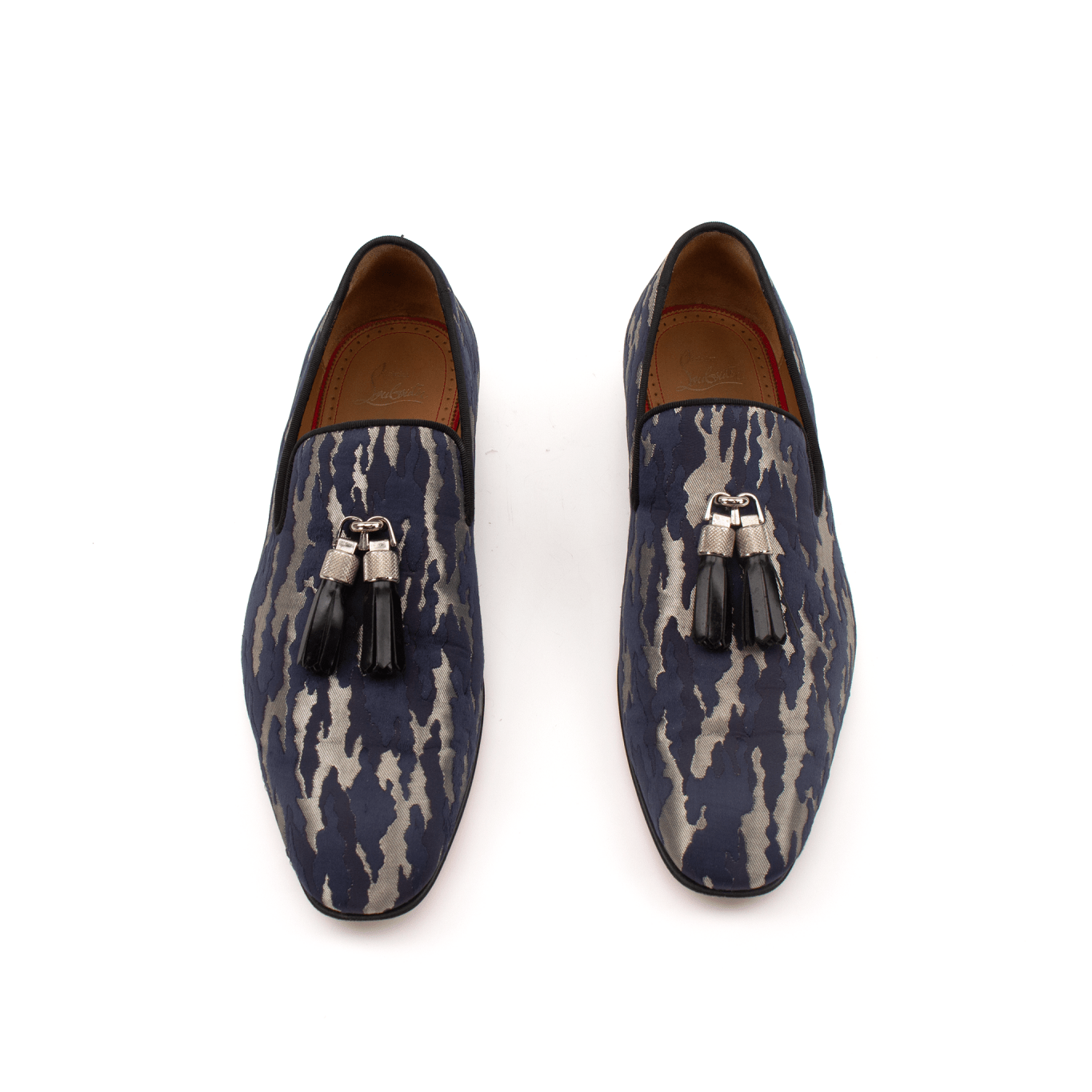 Gold & Beyond Louboutin Rivalion loafers shoes, stylish slip-on footwear with sleek design and premium craftsmanship.
