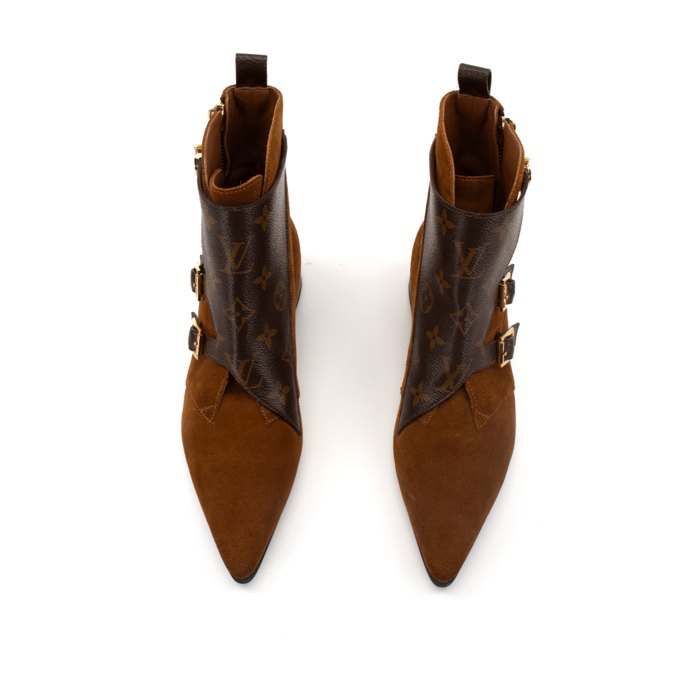 Louis Vuitton Jumble Boots by Gold & Beyond, stylish shoes with a unique design and luxury leather finish, showcased on a plain background.