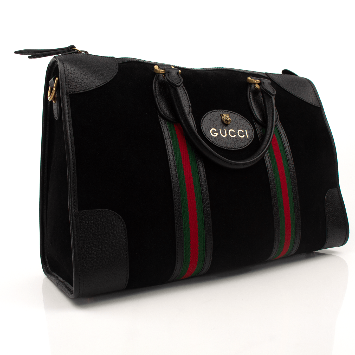 Gucci GG Supreme travel bag featuring a signature logo pattern and durable design by Gold & Beyond.