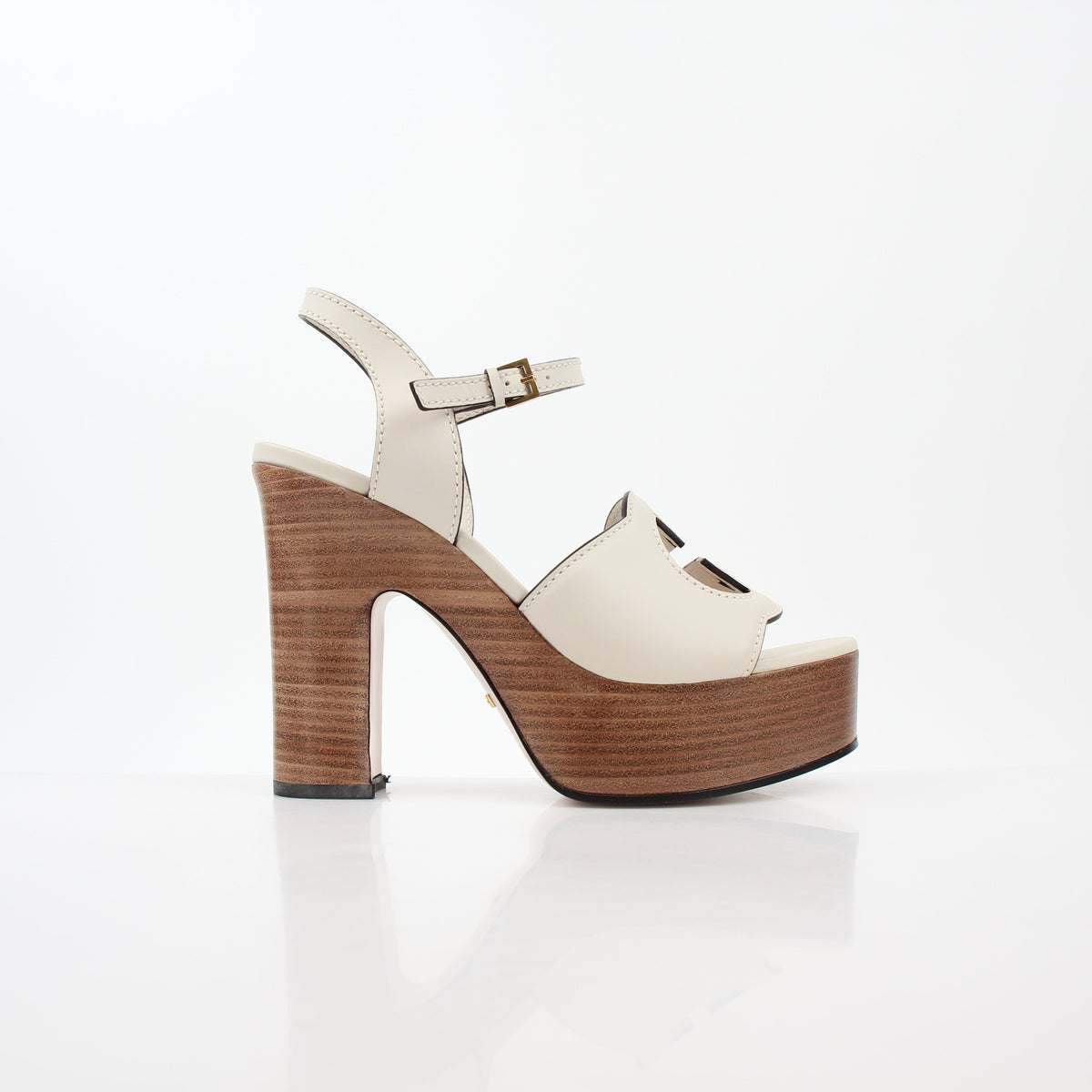Gucci Ivory Interlocking G Cutout Platform Sandals