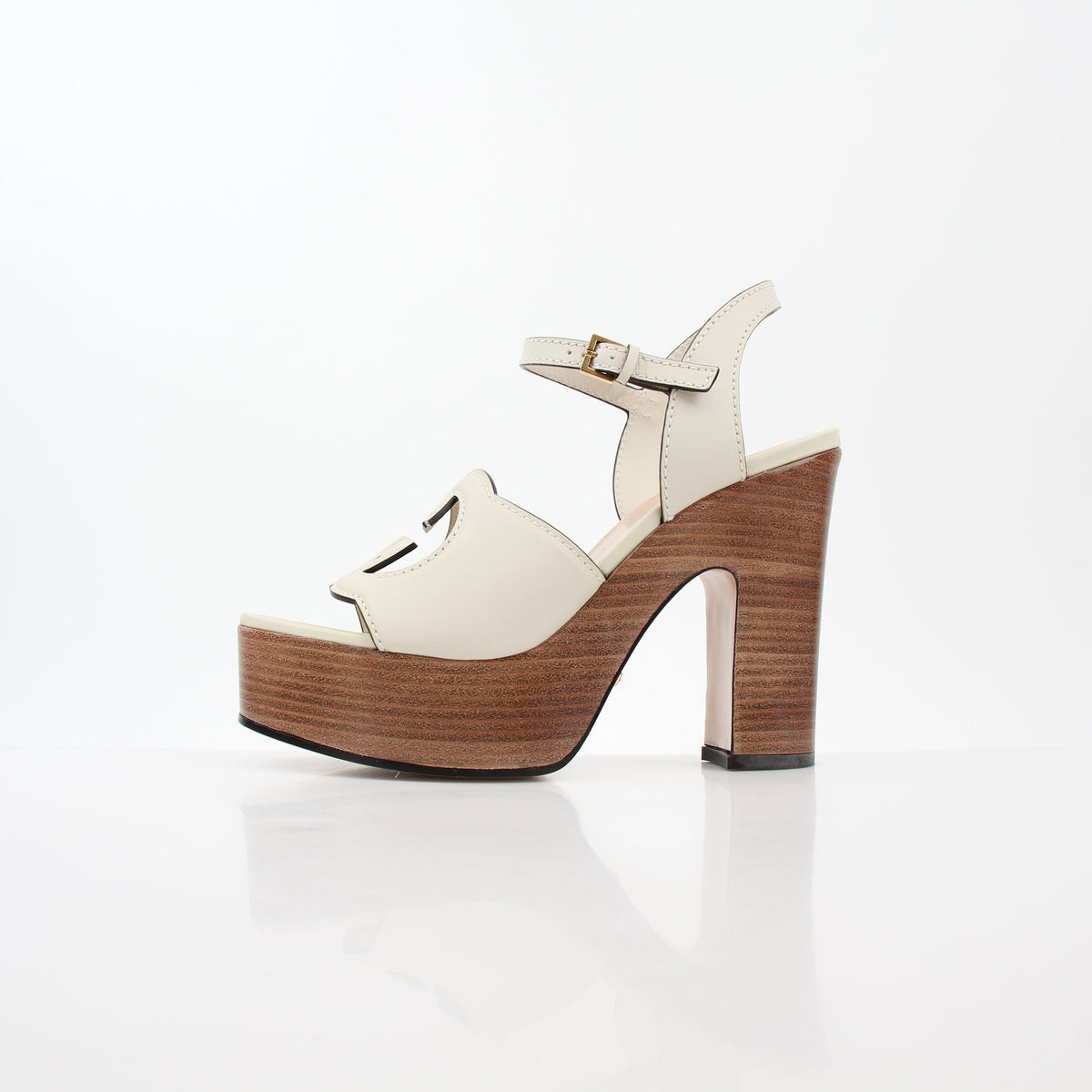 Gucci Ivory Interlocking G Cutout Platform Sandals