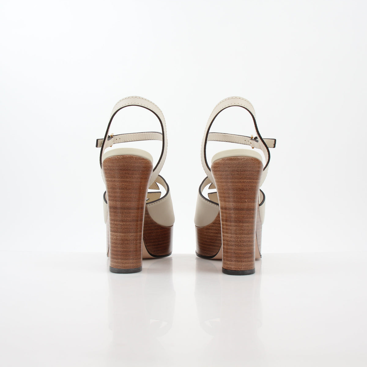 Gucci Ivory Interlocking G Cutout Platform Sandals