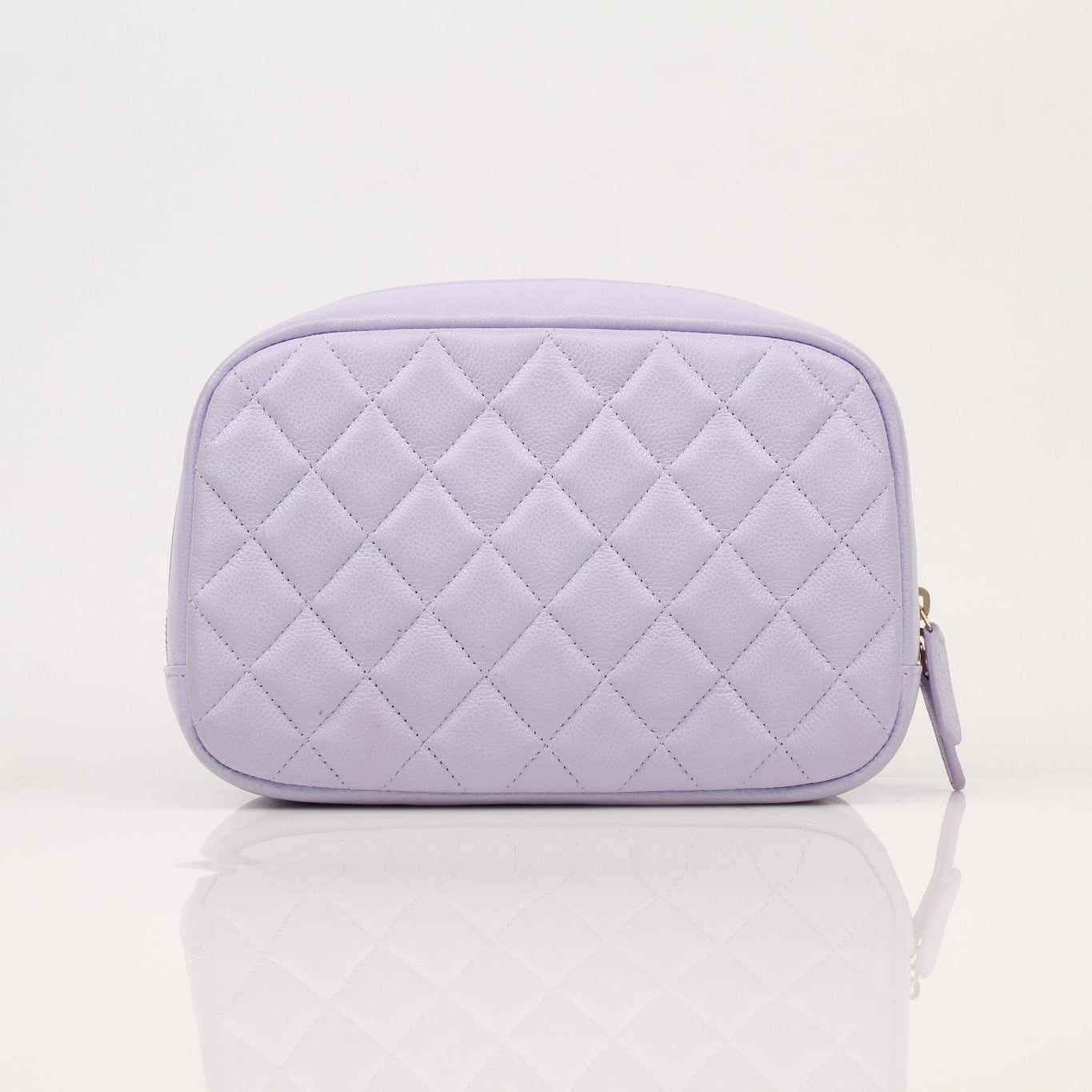 Gold & Beyond Chanel Vanity Top Zipper Bag handbag with sleek design and zipper closure, stylish accessory for daily use.