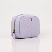 Gold & Beyond Chanel Vanity Top Zipper Bag handbag with sleek design and zipper closure, stylish accessory for everyday use.