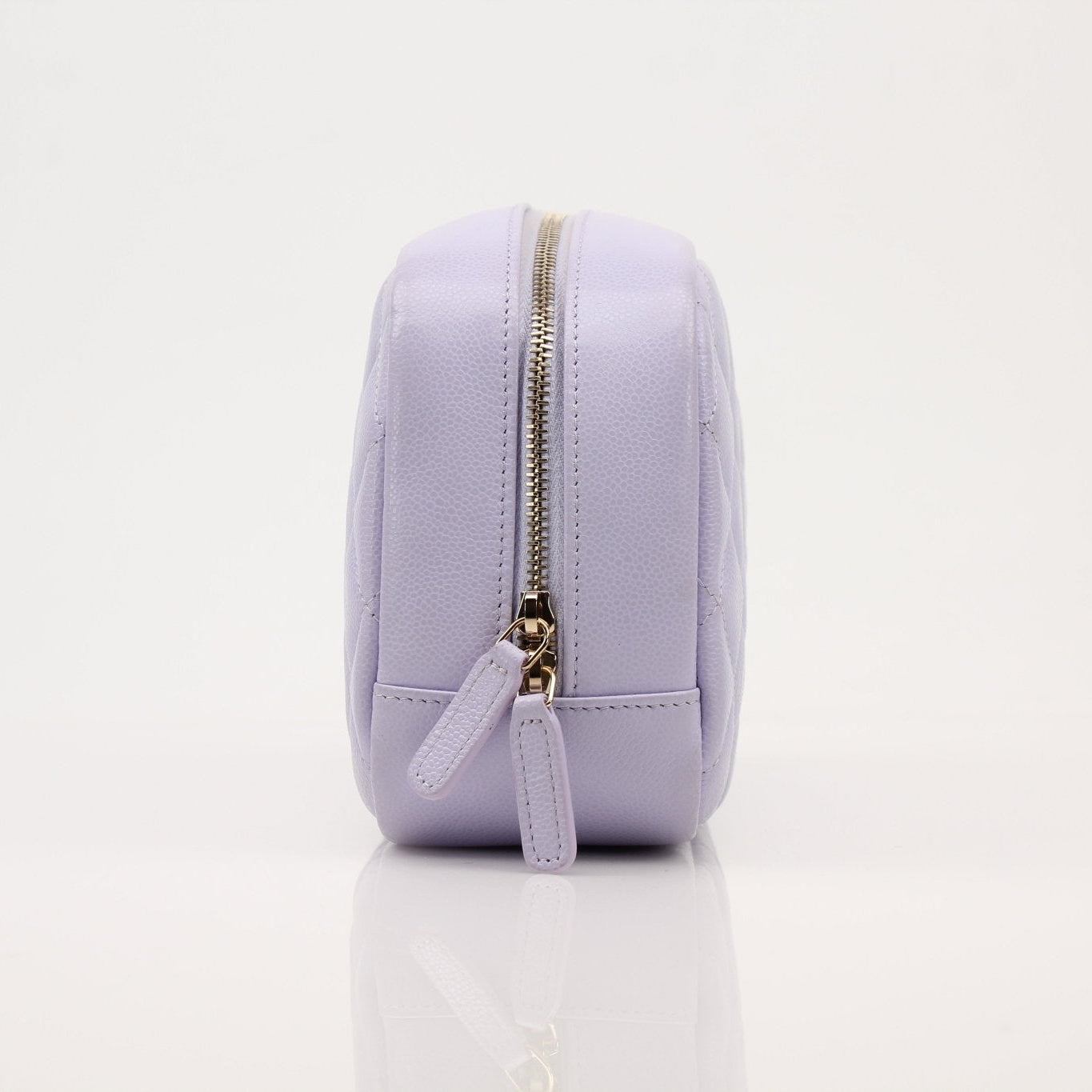 Gold & Beyond Chanel Vanity Top Zipper Handbag with sleek design and gold hardware, perfect for stylish organization.