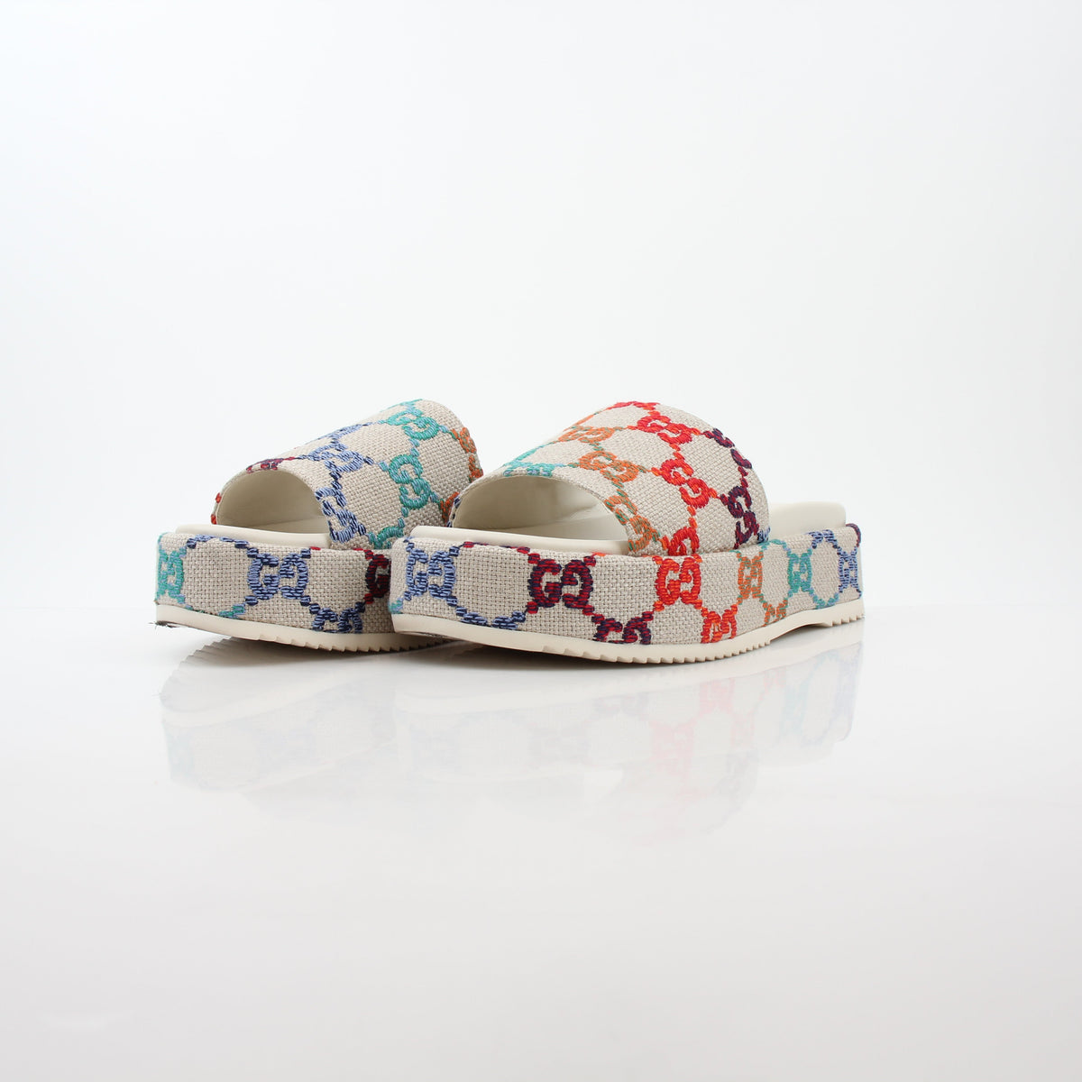 Gucci Mystic White Interlocking G Cutout Platform Sandals