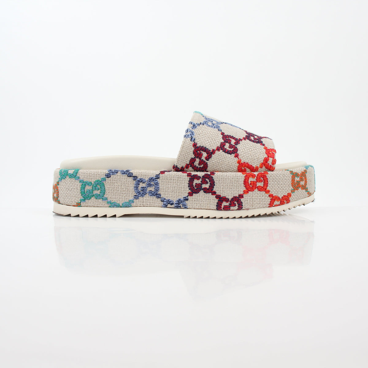 Gucci Mystic White Interlocking G Cutout Platform Sandals