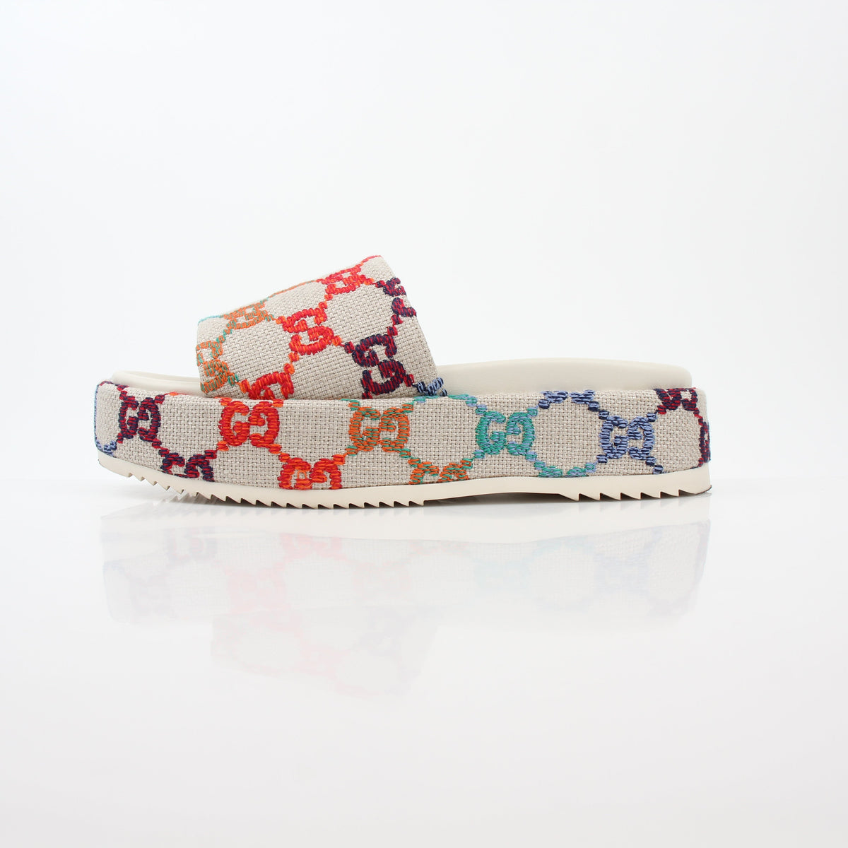 Gucci Mystic White Interlocking G Cutout Platform Sandals