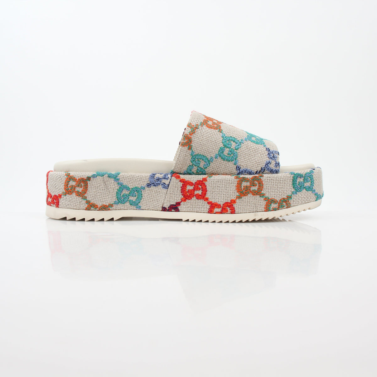 Gucci Mystic White Interlocking G Cutout Platform Sandals