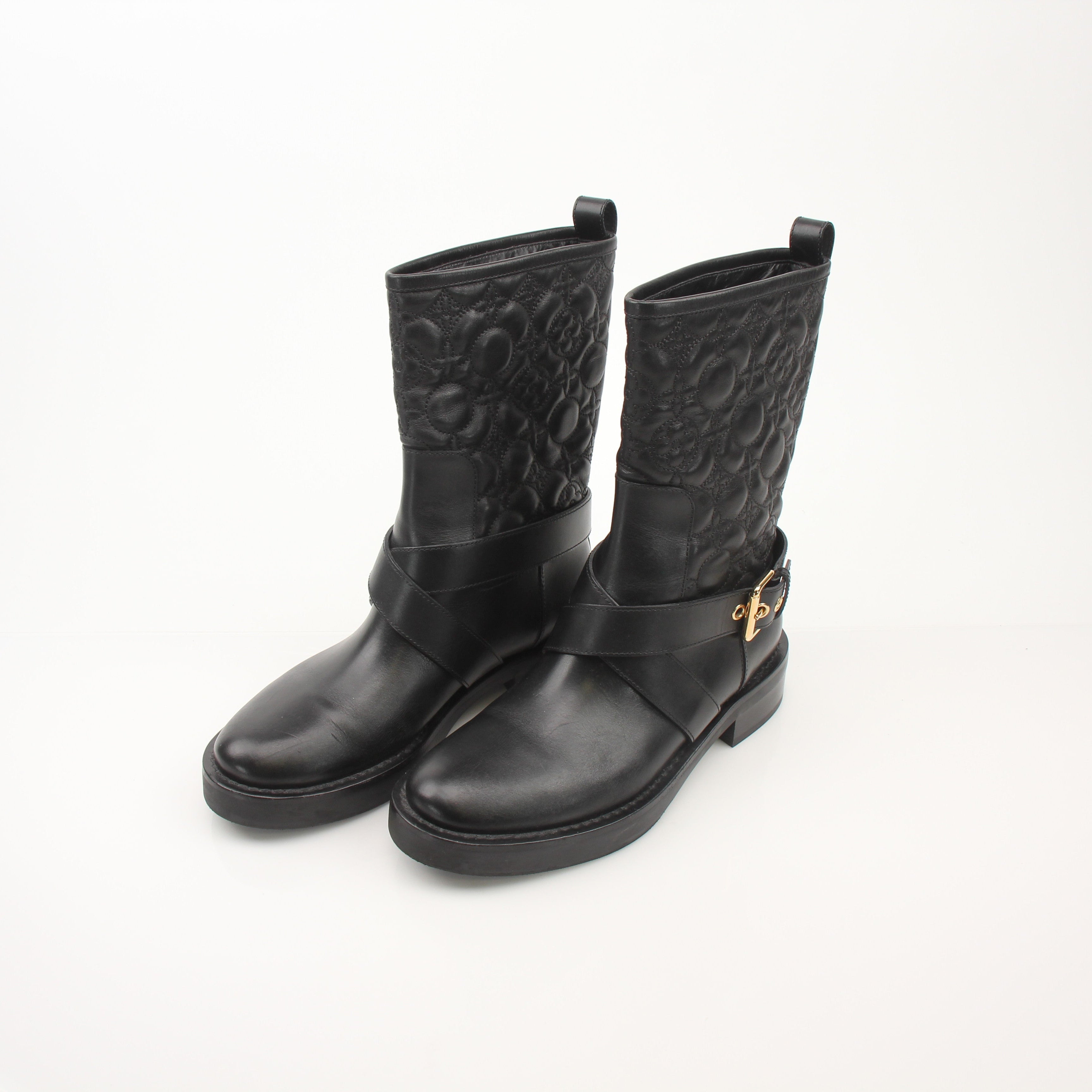Louis Vuitton Women’s Monogram Embossed Biker Boots