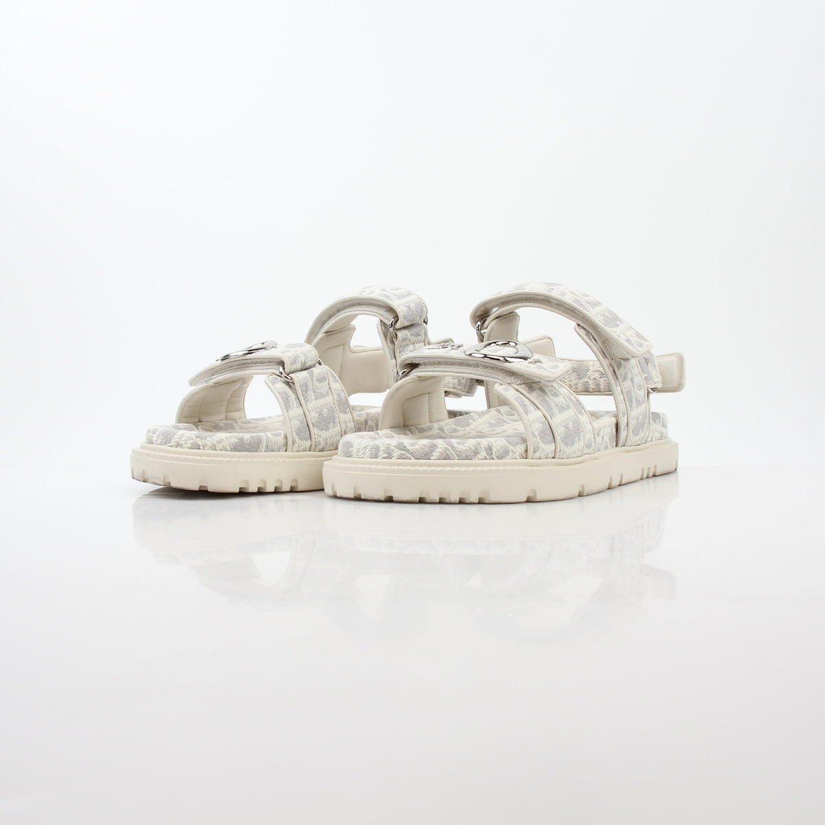 Christian Dior White and Gray Dioract Oblique Sandals