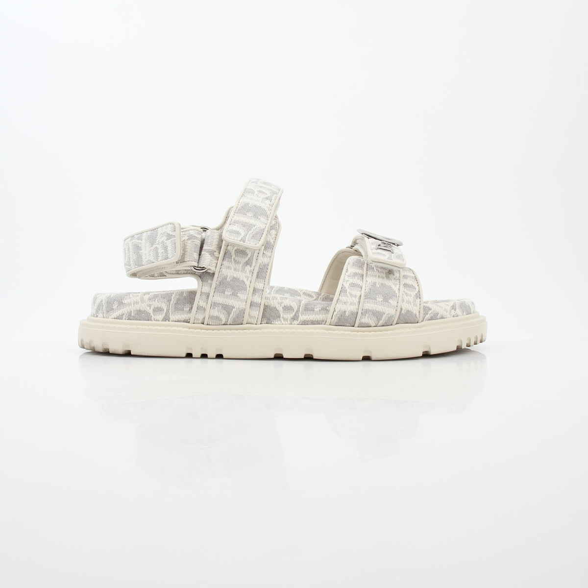 Christian Dior Dioract oblique white and gray sandals with stylish design, featuring sleek straps and modern footwear details.