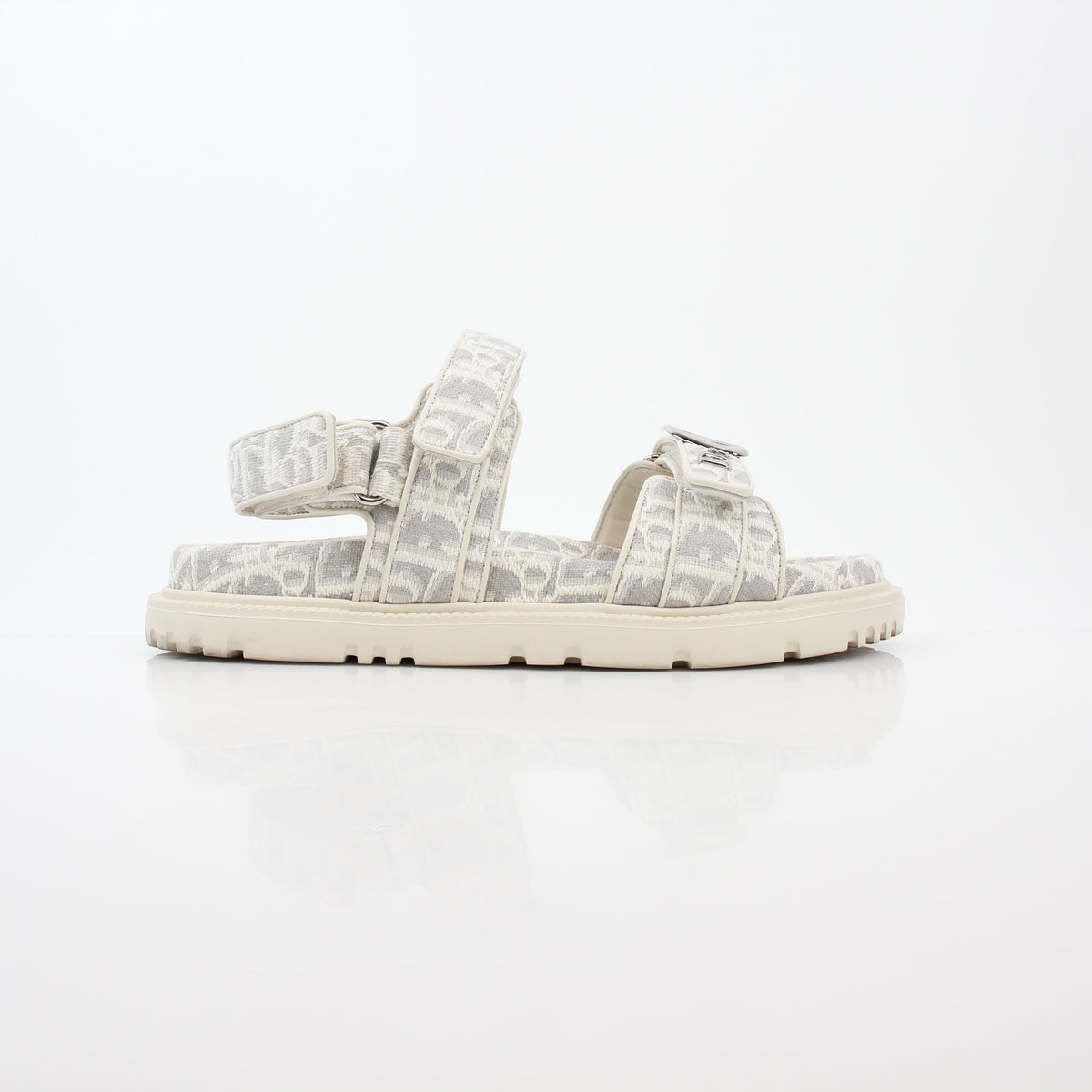 Christian Dior White and Gray Dioract Oblique Sandals