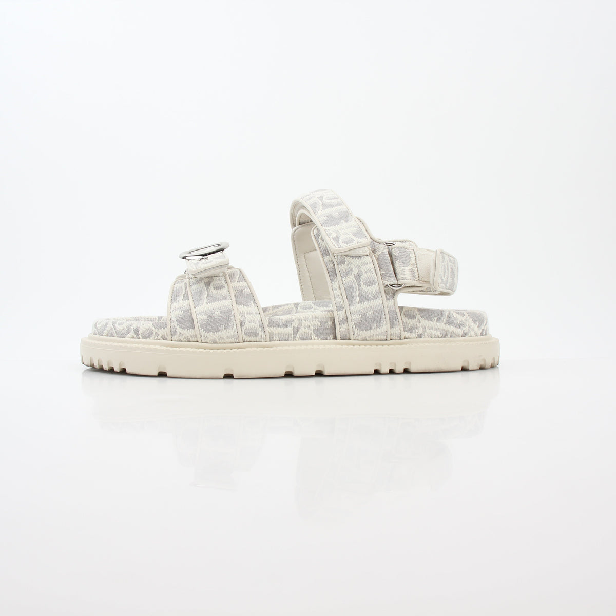Christian Dior White and Gray Dioract Oblique Sandals